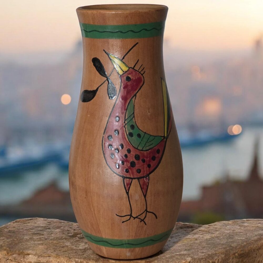 VINTAGE ITALIAN Pottery Vase Hand Painted Vase